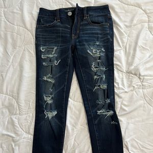 High rise dark blue skinny jeans / jeggings